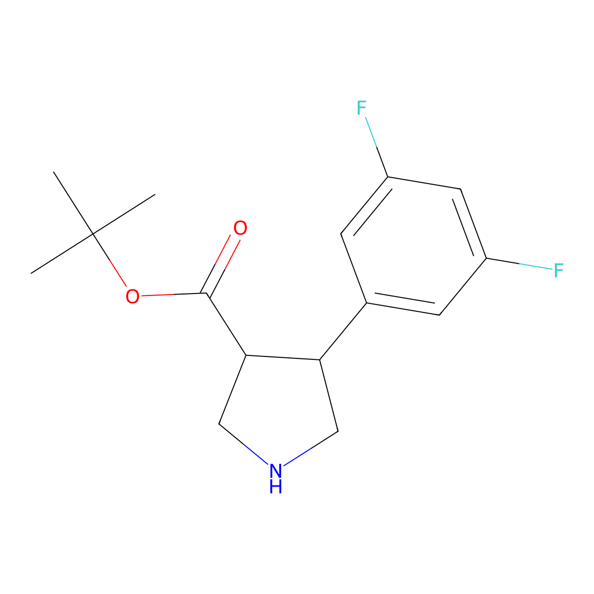 rac-tert-butyl (3R,4S)-4-(3,5-difluorophenyl)pyrrolidine-3-carboxylate molecular structure, CAS 2227788-20-5