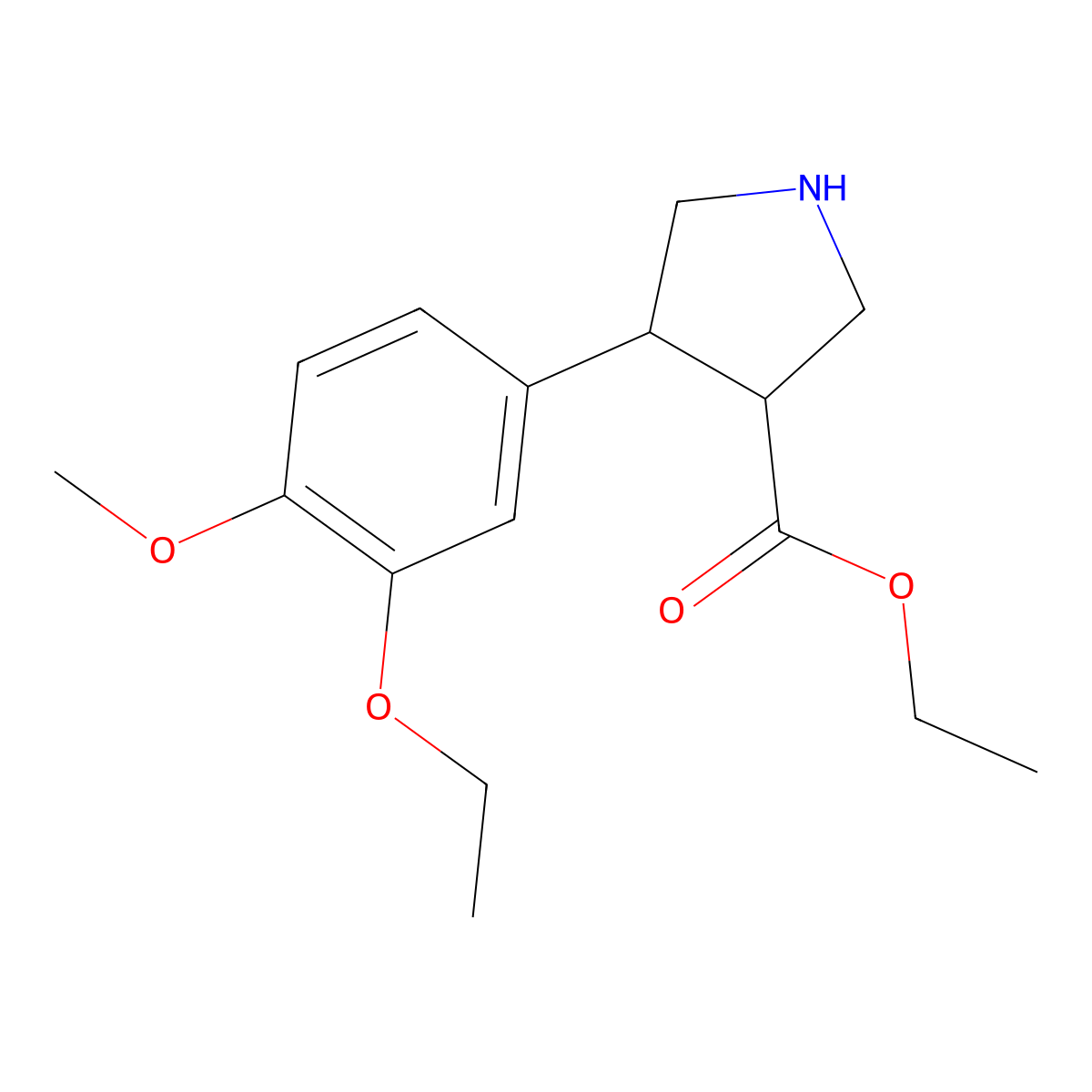 rac-ethyl (3R,4S)-4-(3-ethoxy-4-methoxyphenyl)pyrrolidine-3-carboxylate molecular structure, CAS 2227788-35-2
