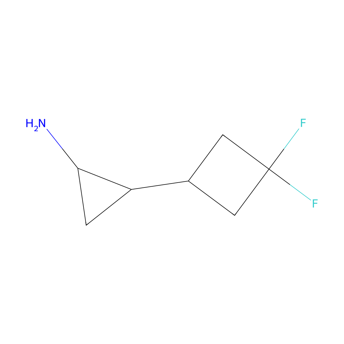 rac-(1R,2S)-2-(3,3-difluorocyclobutyl)cyclopropan-1-amine molecular structure, CAS 2227788-64-7