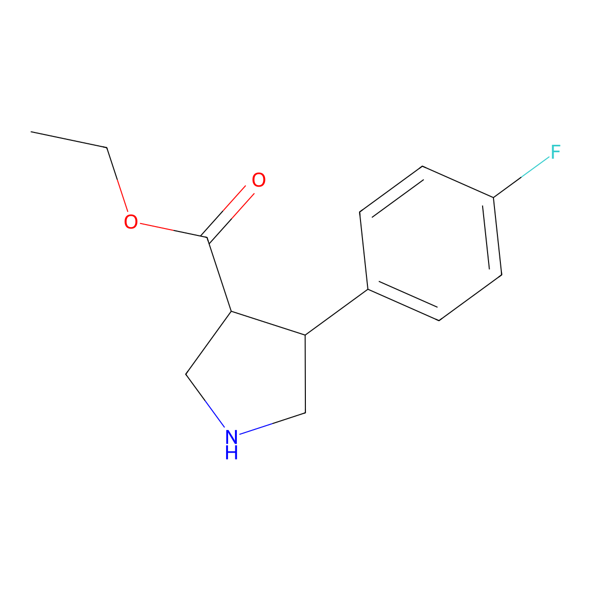 rac-ethyl (3R,4S)-4-(4-fluorophenyl)pyrrolidine-3-carboxylate molecular structure, CAS 2227790-64-7