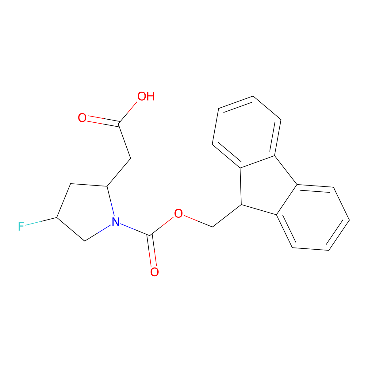 2-[(2R,4R)-1-{[(9H-fluoren-9-yl)methoxy]carbonyl}-4-fluoropyrrolidin-2-yl]acetic acid molecular structure, CAS 2227791-15-1