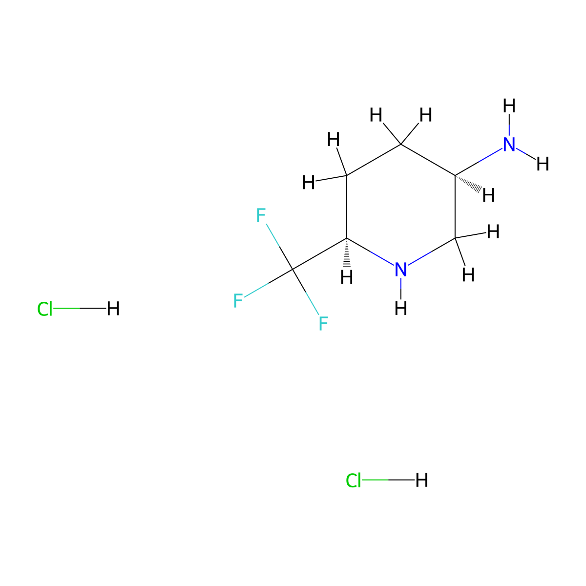 (3R,6R)-6-(trifluoromethyl)piperidin-3-amine dihydrochloride molecular structure, CAS 2227791-23-1