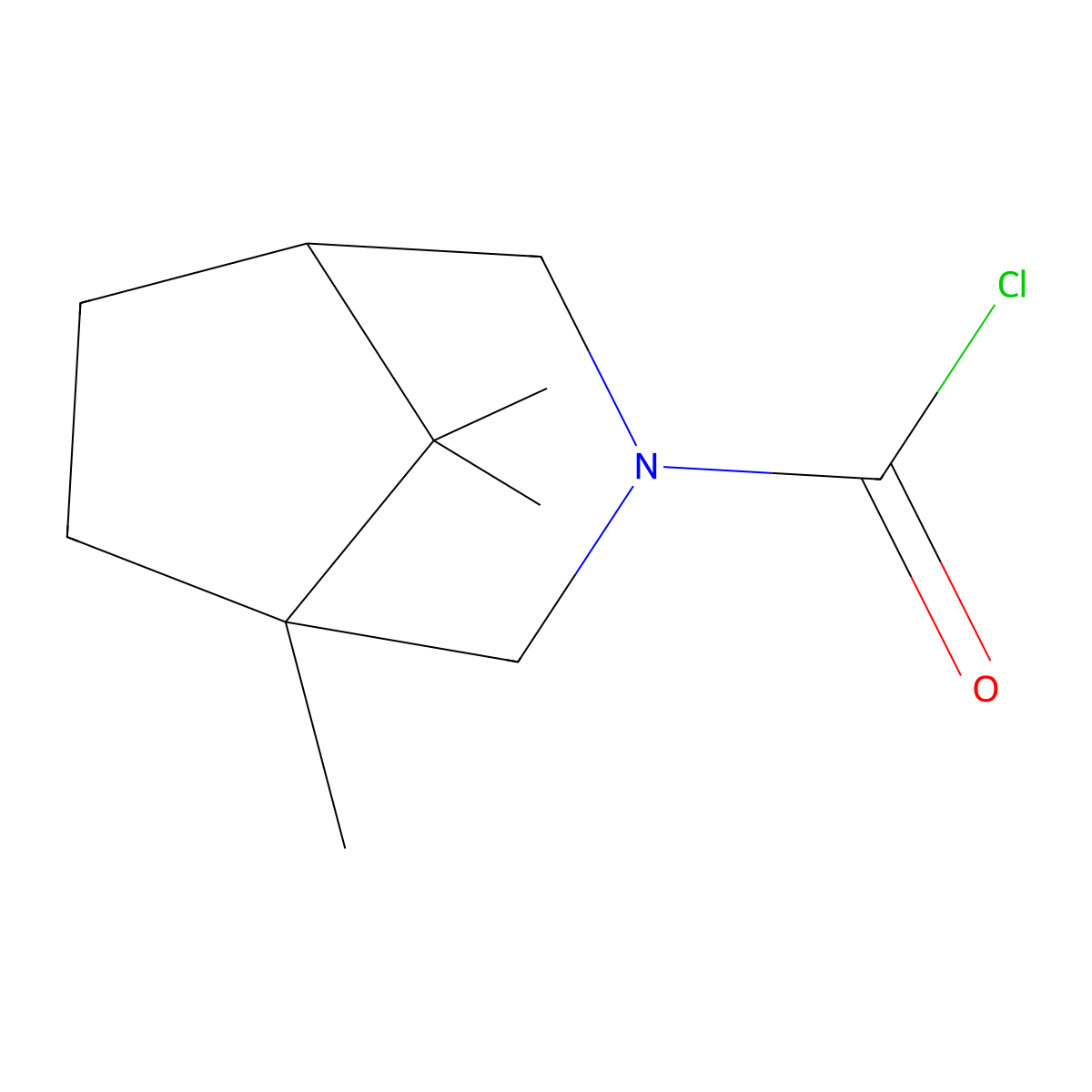 (1R,5S)-1,8,8-trimethyl-3-azabicyclo(3.2.1)octane-3-carbonyl chloride molecular structure, CAS 2227795-14-2