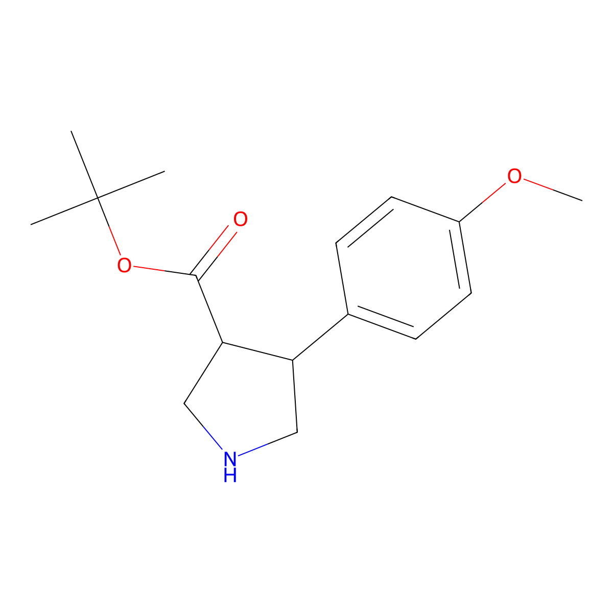 rac-tert-butyl (3R,4S)-4-(4-methoxyphenyl)pyrrolidine-3-carboxylate molecular structure, CAS 2227796-18-9