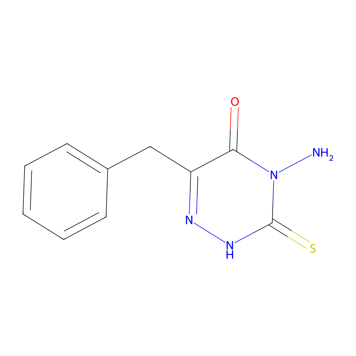 4-amino-6-benzyl-3-mercapto-1,2,4-triazin-5(4H)-one molecular structure, CAS 22278-80-4