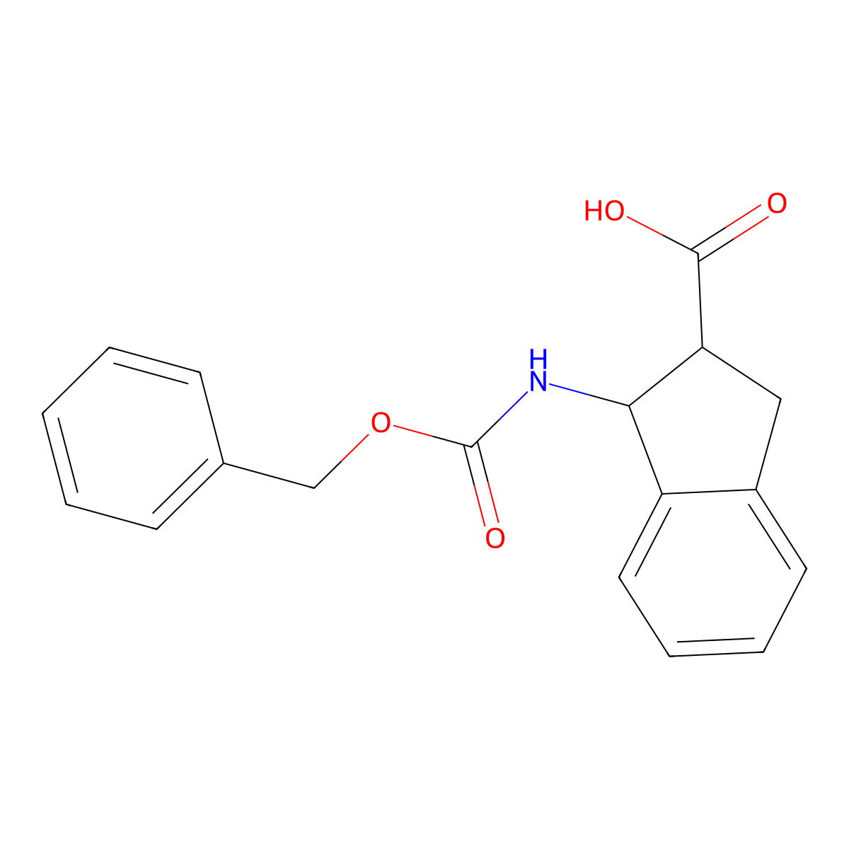 rac-(1R,2R)-1-{[(benzyloxy)carbonyl]amino}-2,3-dihydro-1H-indene-2-carboxylic acid molecular structure, CAS 2227800-40-8