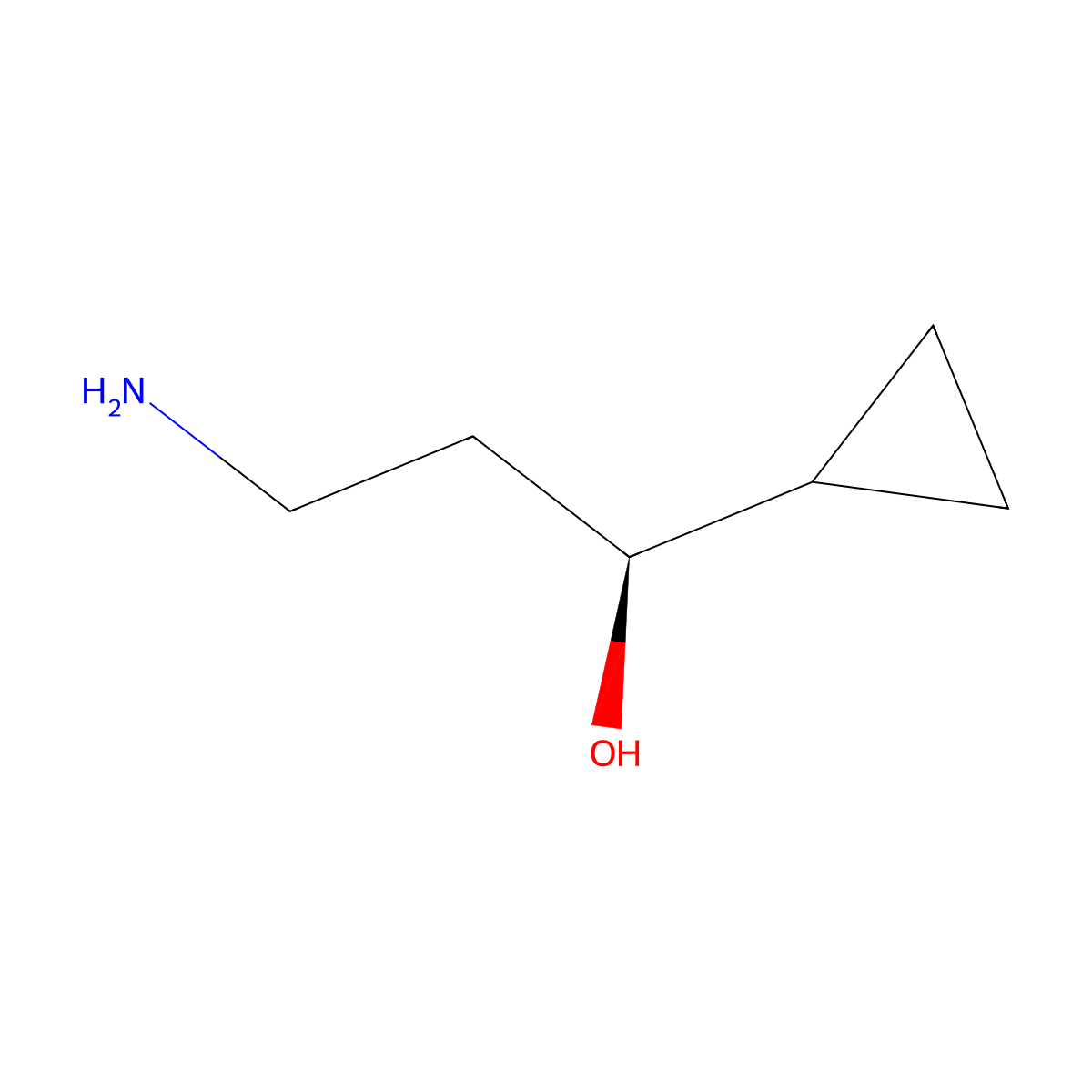 (1S)-3-Amino-1-cyclopropylpropan-1-ol molecular structure, CAS 2227802-63-1