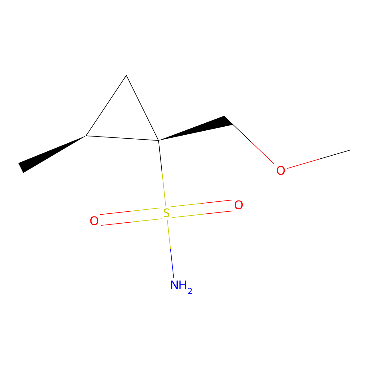 1-(Methoxymethyl)-2-methylcyclopropane-1-sulfonamide molecular structure, CAS 2227803-48-5