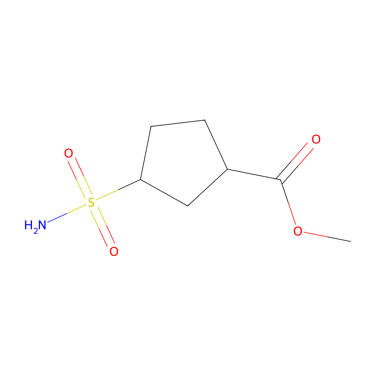 Methyl 3-sulfamoylcyclopentane-1-carboxylate molecular structure, CAS 2227806-70-2