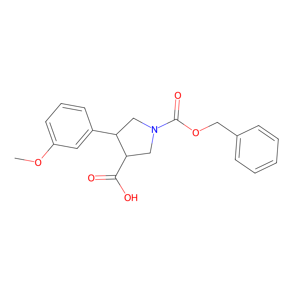 rac-(3R,4S)-1-[(benzyloxy)carbonyl]-4-(3-methoxyphenyl)pyrrolidine-3-carboxylic acid molecular structure, CAS 2227808-69-5