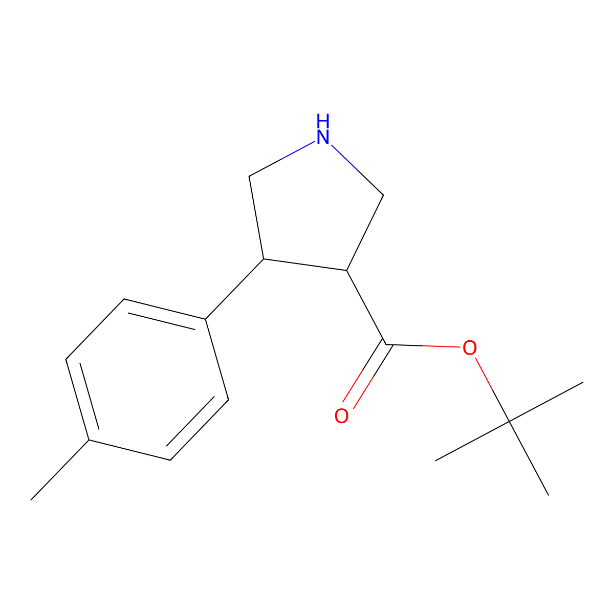 rac-tert-butyl (3R,4S)-4-(4-methylphenyl)pyrrolidine-3-carboxylate molecular structure, CAS 2227812-09-9