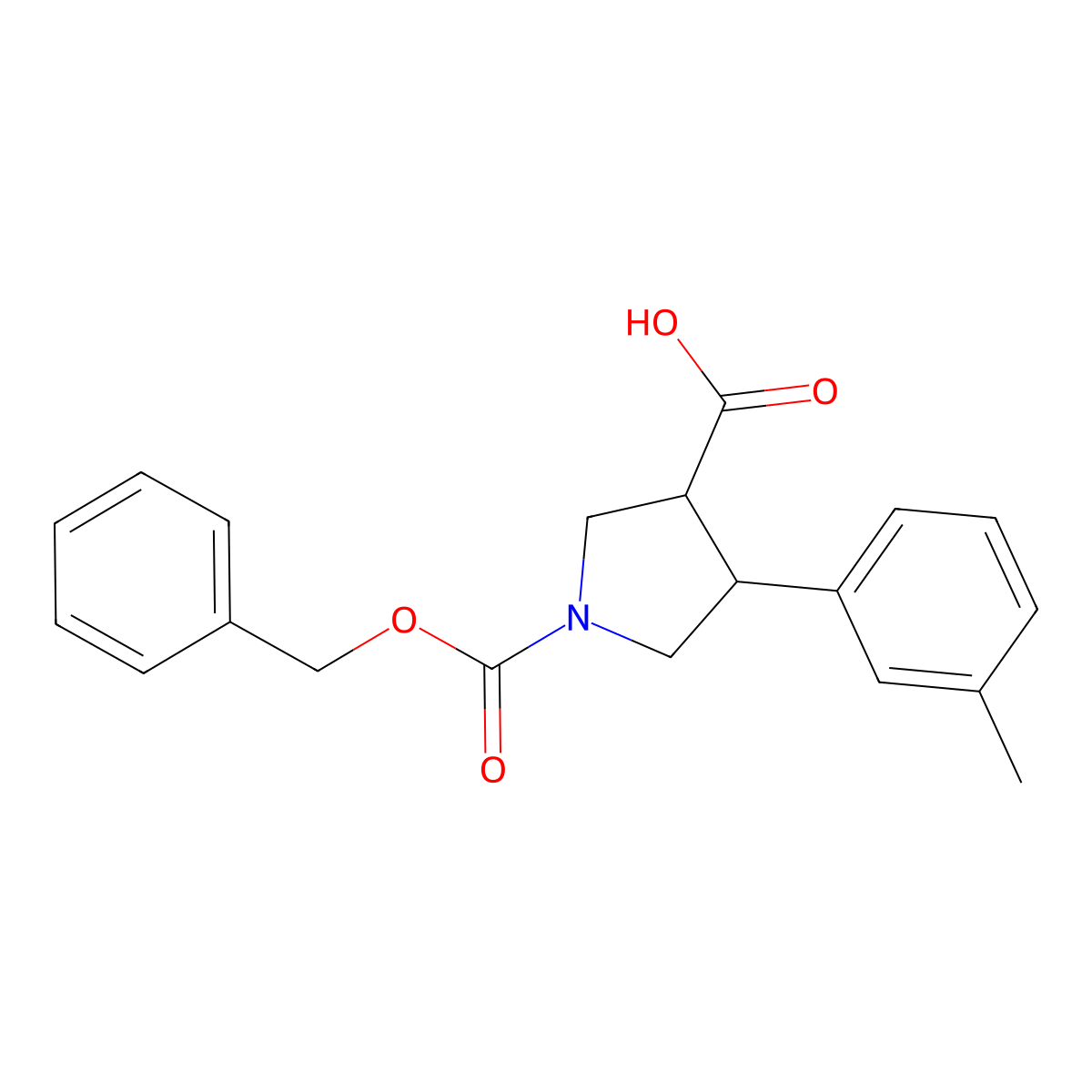 rac-(3R,4S)-1-[(benzyloxy)carbonyl]-4-(3-methylphenyl)pyrrolidine-3-carboxylic acid molecular structure, CAS 2227812-20-4