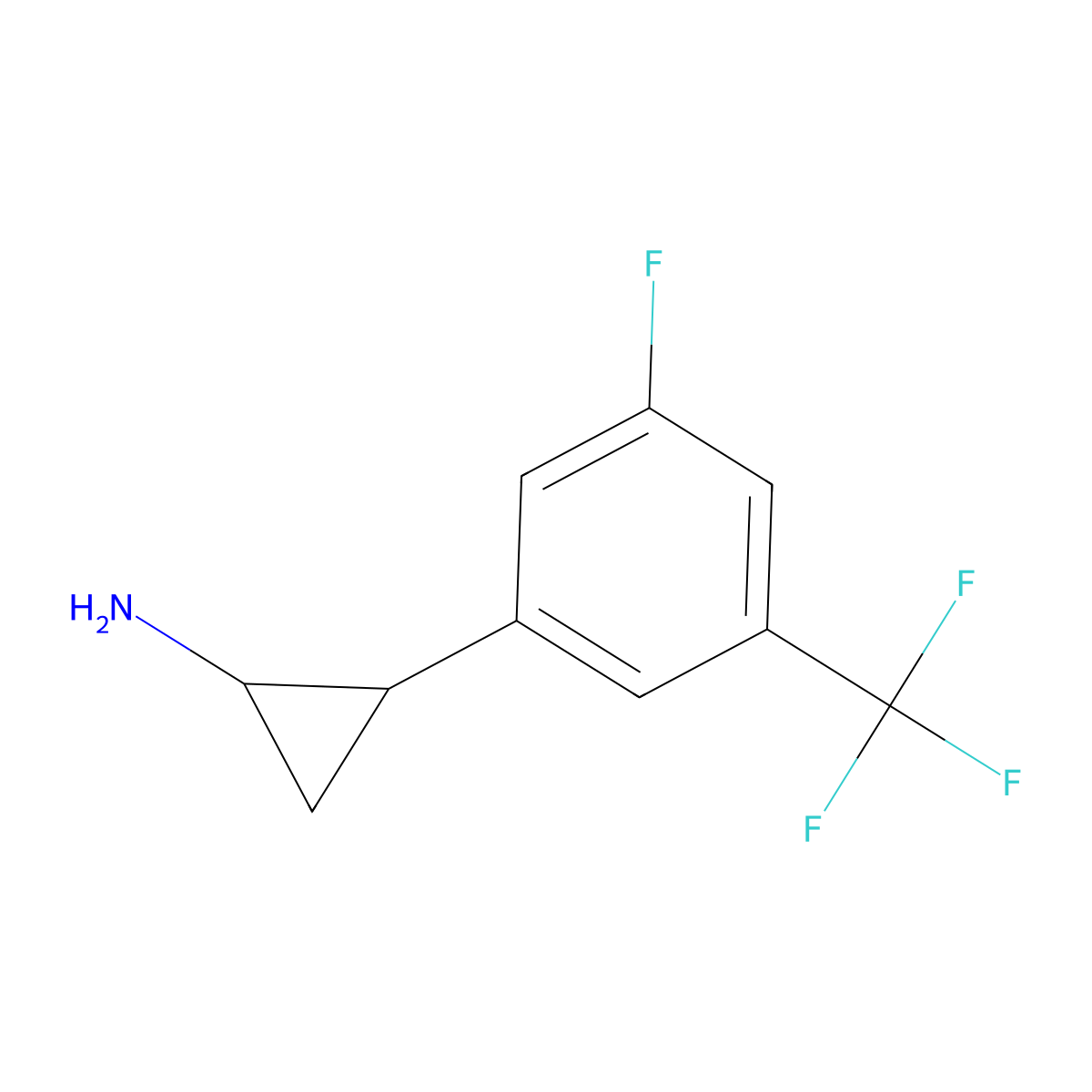 rac-(1R,2S)-2-[3-fluoro-5-(trifluoromethyl)phenyl]cyclopropan-1-amine molecular structure, CAS 2227825-97-8