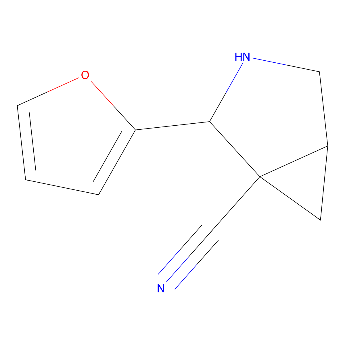rac-(1R,2R,5R)-2-(furan-2-yl)-3-azabicyclo[3.1.0]hexane-1-carbonitrile molecular structure, CAS 2227828-82-0
