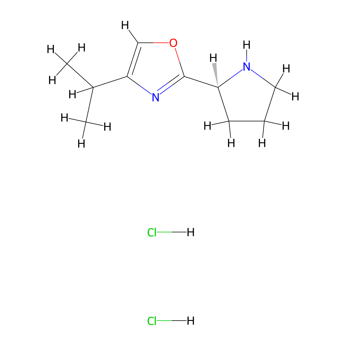 4-(propan-2-yl)-2-((2S)-pyrrolidin-2-yl)-1,3-oxazole dihydrochloride molecular structure, CAS 2227829-30-1