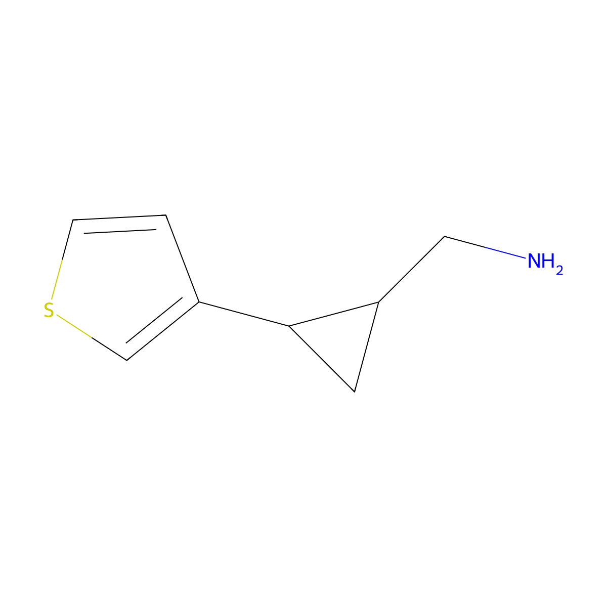rac-1-[(1R,2R)-2-(thiophen-3-yl)cyclopropyl]methanamine molecular structure, CAS 2227829-33-4