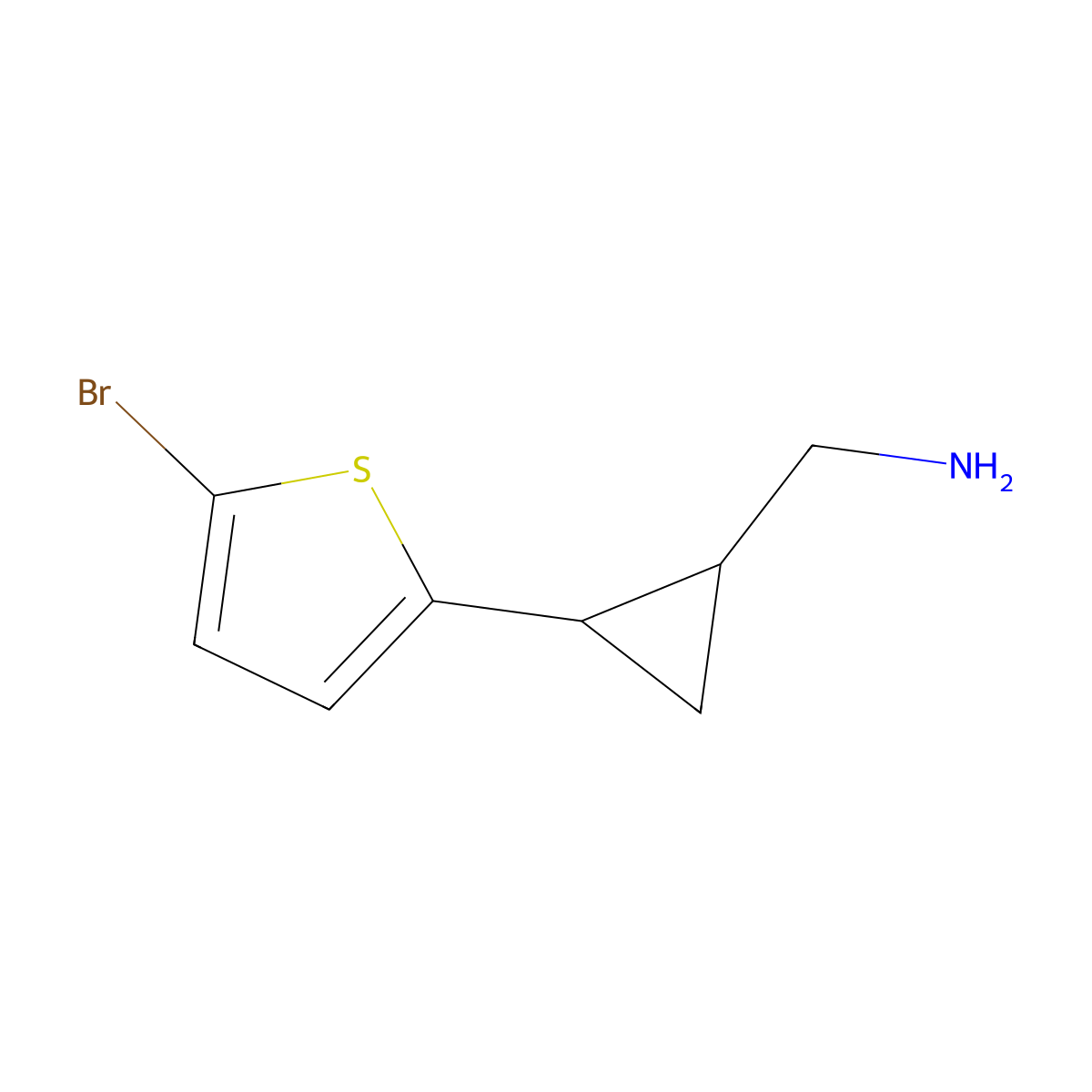 rac-[(1R,2R)-2-(5-bromothiophen-2-yl)cyclopropyl]methanamine molecular structure, CAS 2227832-53-1