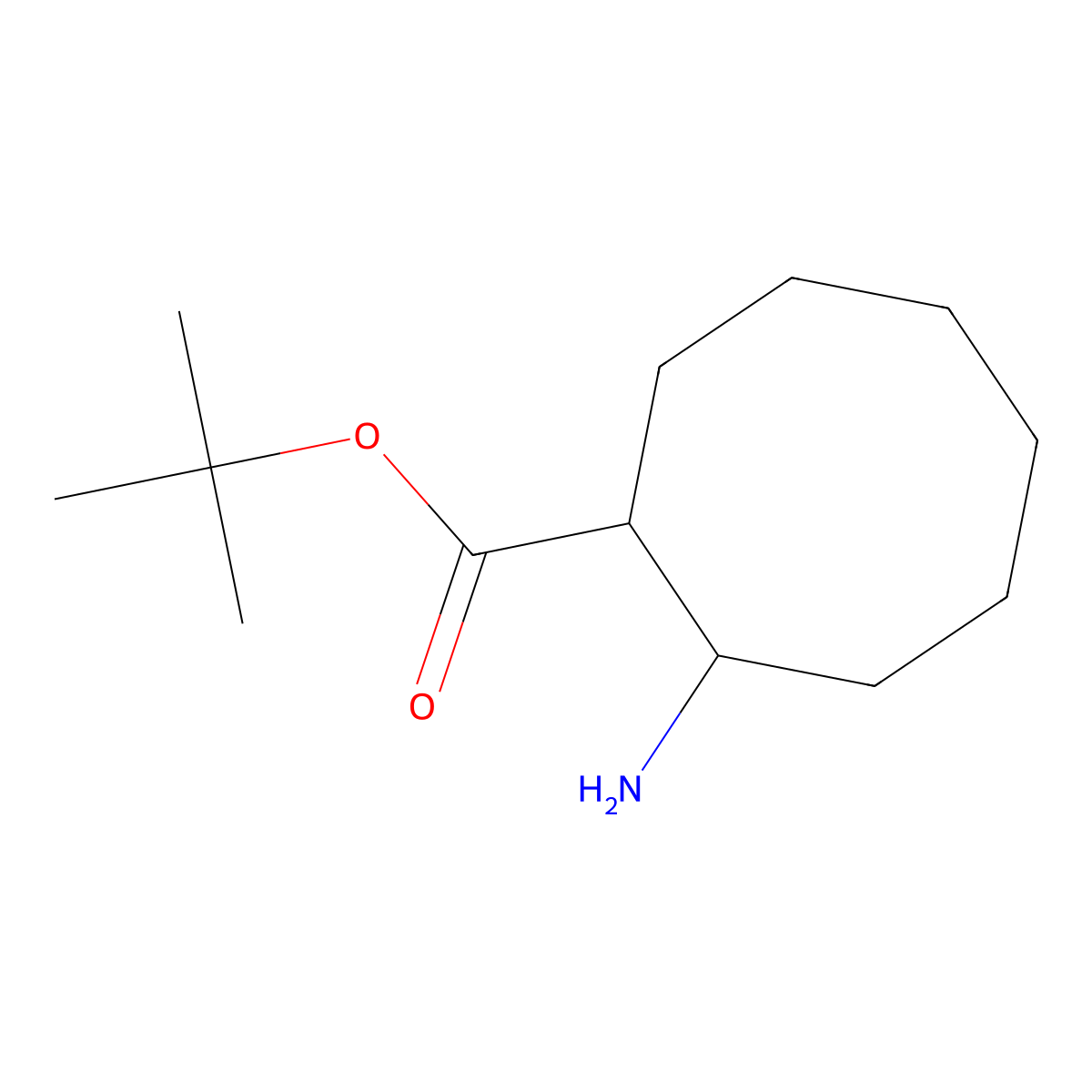 rac-tert-butyl (1R,2S)-2-aminocyclooctane-1-carboxylate molecular structure, CAS 2227841-34-9