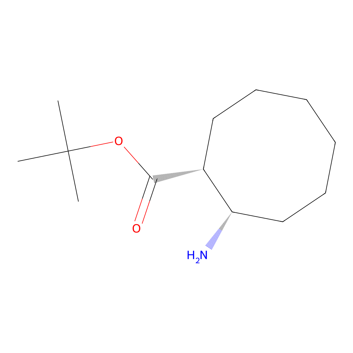rac-tert-butyl (1R,2S)-2-aminocyclooctane-1-carboxylate molecular structure, CAS 2227841-34-9