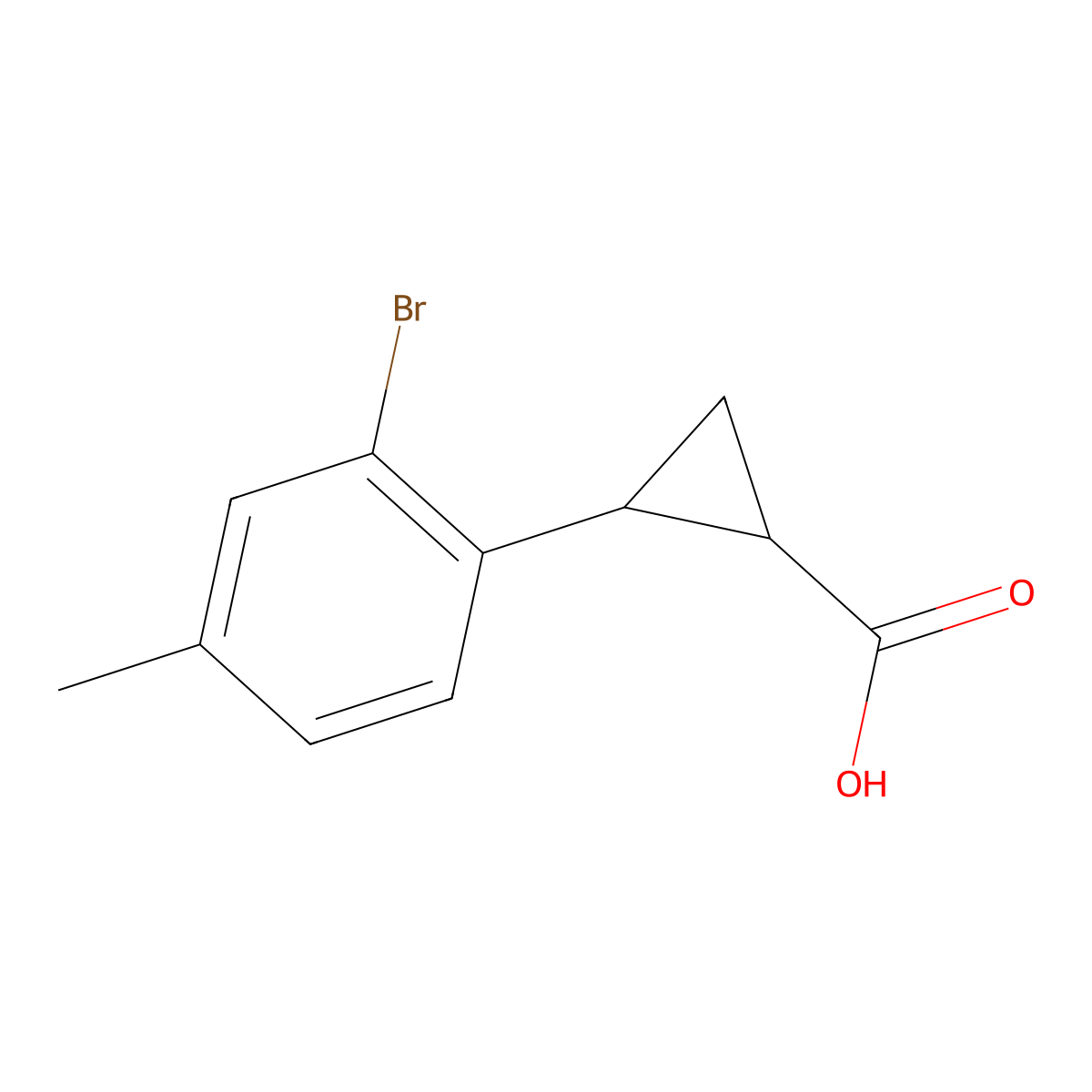 rac-(1R,2R)-2-(2-bromo-4-methylphenyl)cyclopropane-1-carboxylic acid molecular structure, CAS 2227843-57-2