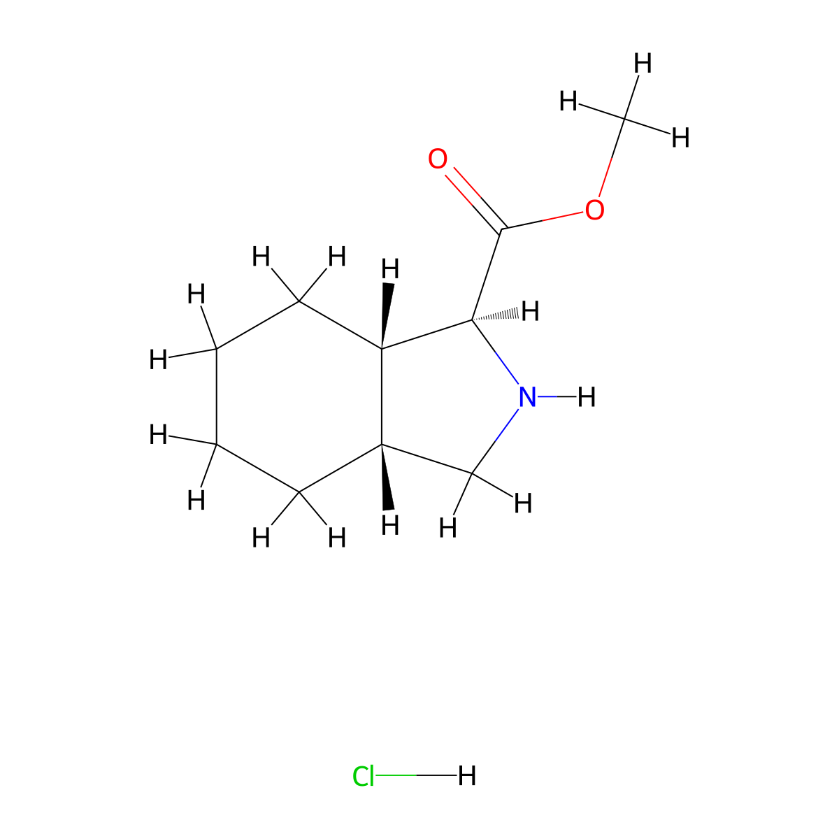 methyl (1S,3aR,7aS)-octahydro-1H-isoindole-1-carboxylate hydrochloride molecular structure, CAS 2227844-74-6