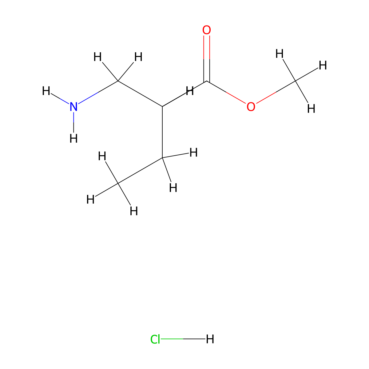 methyl (2S)-2-(aminomethyl)butanoate hydrochloride molecular structure, CAS 2227845-01-2