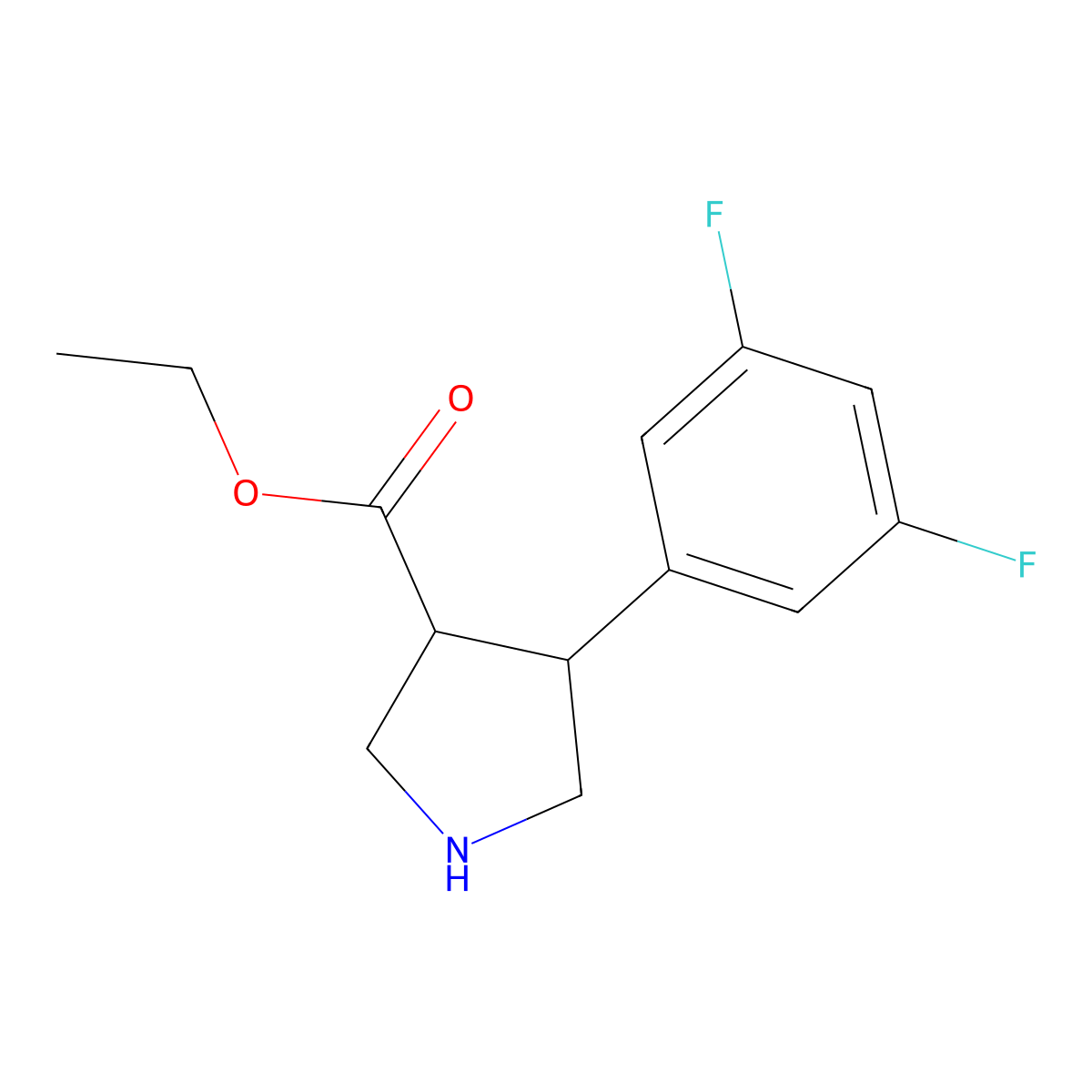 rac-ethyl (3R,4S)-4-(3,5-difluorophenyl)pyrrolidine-3-carboxylate molecular structure, CAS 2227847-82-5