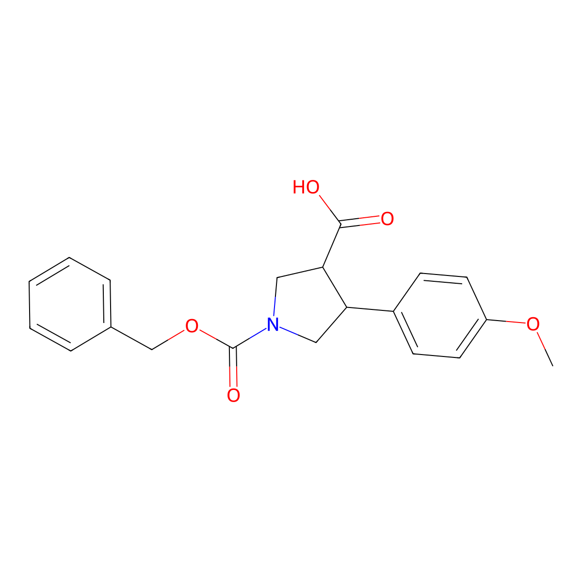 rac-(3R,4S)-1-[(benzyloxy)carbonyl]-4-(4-methoxyphenyl)pyrrolidine-3-carboxylic acid molecular structure, CAS 2227847-92-7