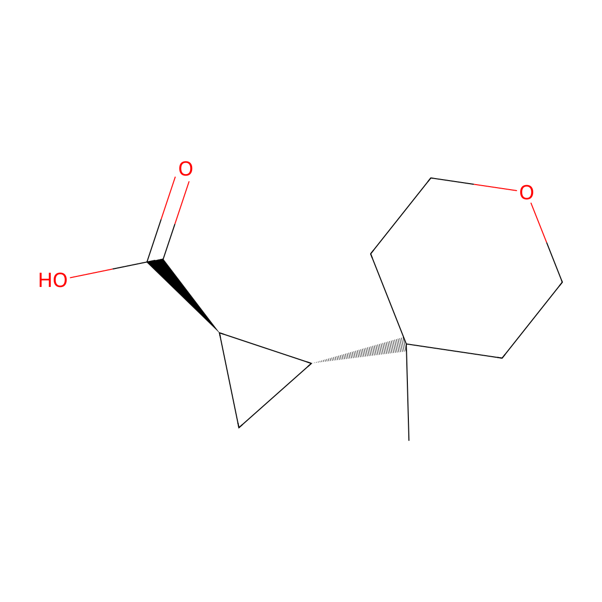 rac-(1R,2R)-2-(4-methyloxan-4-yl)cyclopropane-1-carboxylicacid,trans molecular structure, CAS 2227853-52-1