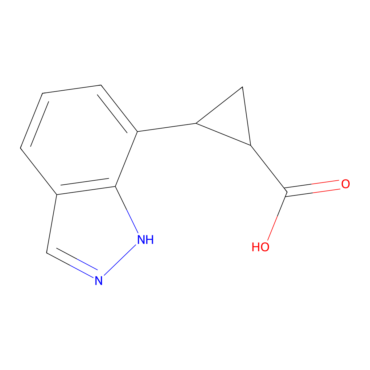 rac-(1R,2R)-2-(1H-indazol-7-yl)cyclopropane-1-carboxylic acid molecular structure, CAS 2227854-05-7