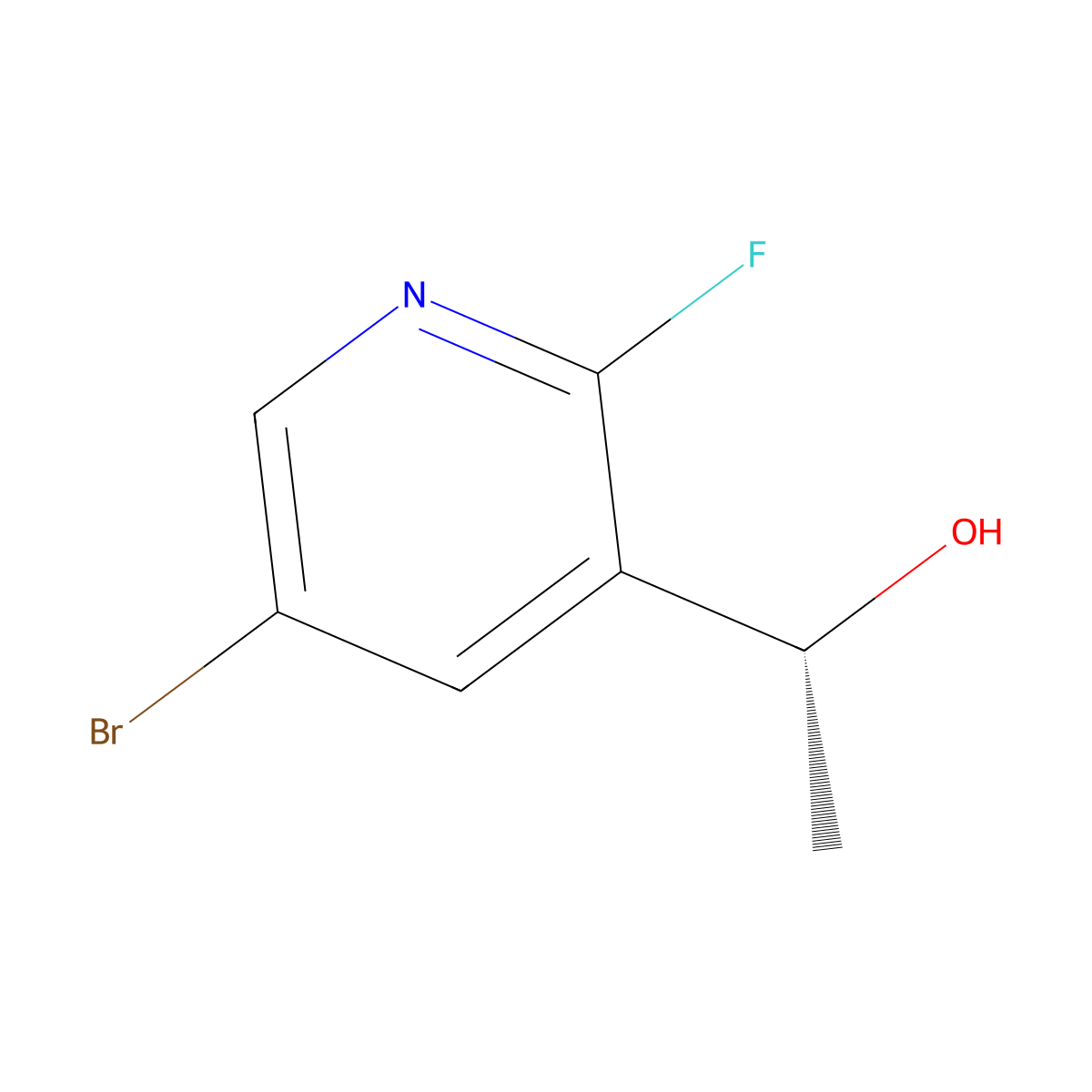 (1R)-1-(5-bromo-2-fluoropyridin-3-yl)ethan-1-ol molecular structure, CAS 2227854-66-0