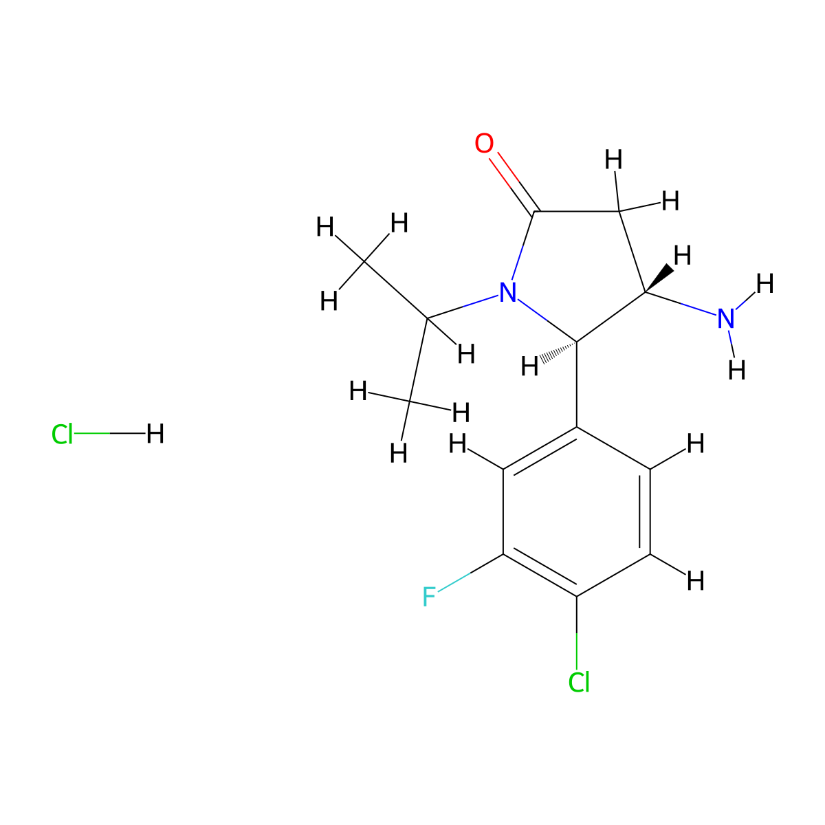 (4S,5R)-4-Amino-5-(4-chloro-3-fluorophenyl)-1-propan-2-ylpyrrolidin-2-one;hydrochloride molecular structure, CAS 2227855-65-2