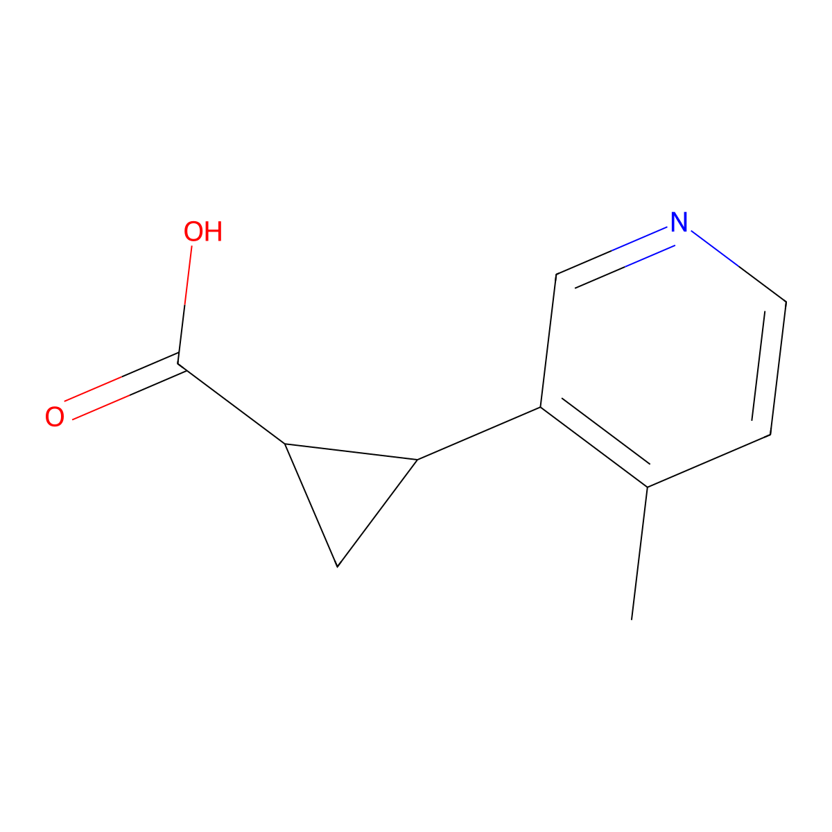 rac-(1R,2R)-2-(4-methylpyridin-3-yl)cyclopropane-1-carboxylicacid,trans molecular structure, CAS 2227858-22-0
