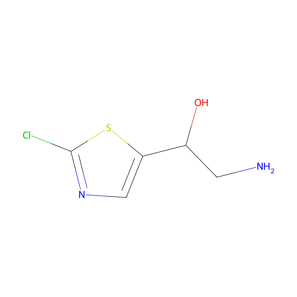 (1S)-2-amino-1-(2-chloro-1,3-thiazol-5-yl)ethan-1-ol molecular structure, CAS 2227860-93-5