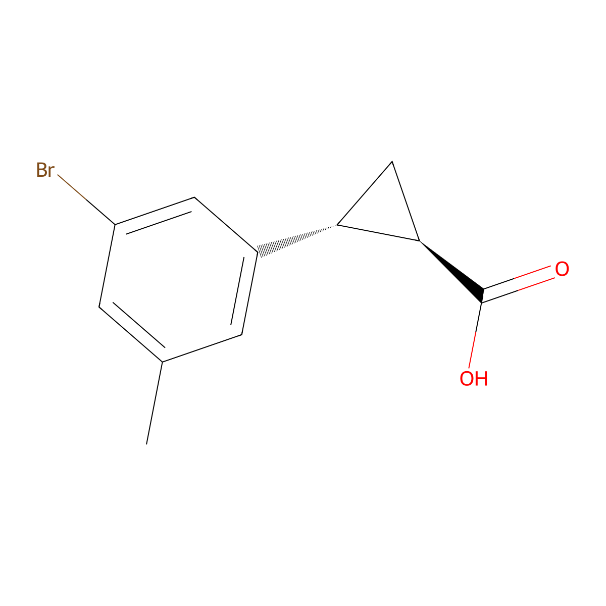 rac-(1R,2R)-2-(3-bromo-5-methylphenyl)cyclopropane-1-carboxylicacid,trans molecular structure, CAS 2227861-33-6