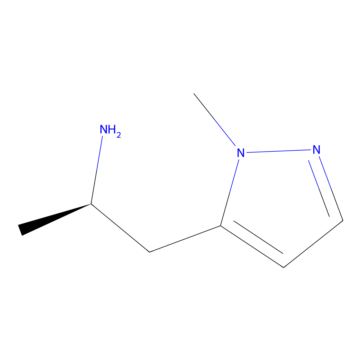 (2R)-1-(1-methyl-1H-pyrazol-5-yl)propan-2-amine molecular structure, CAS 2227861-39-2