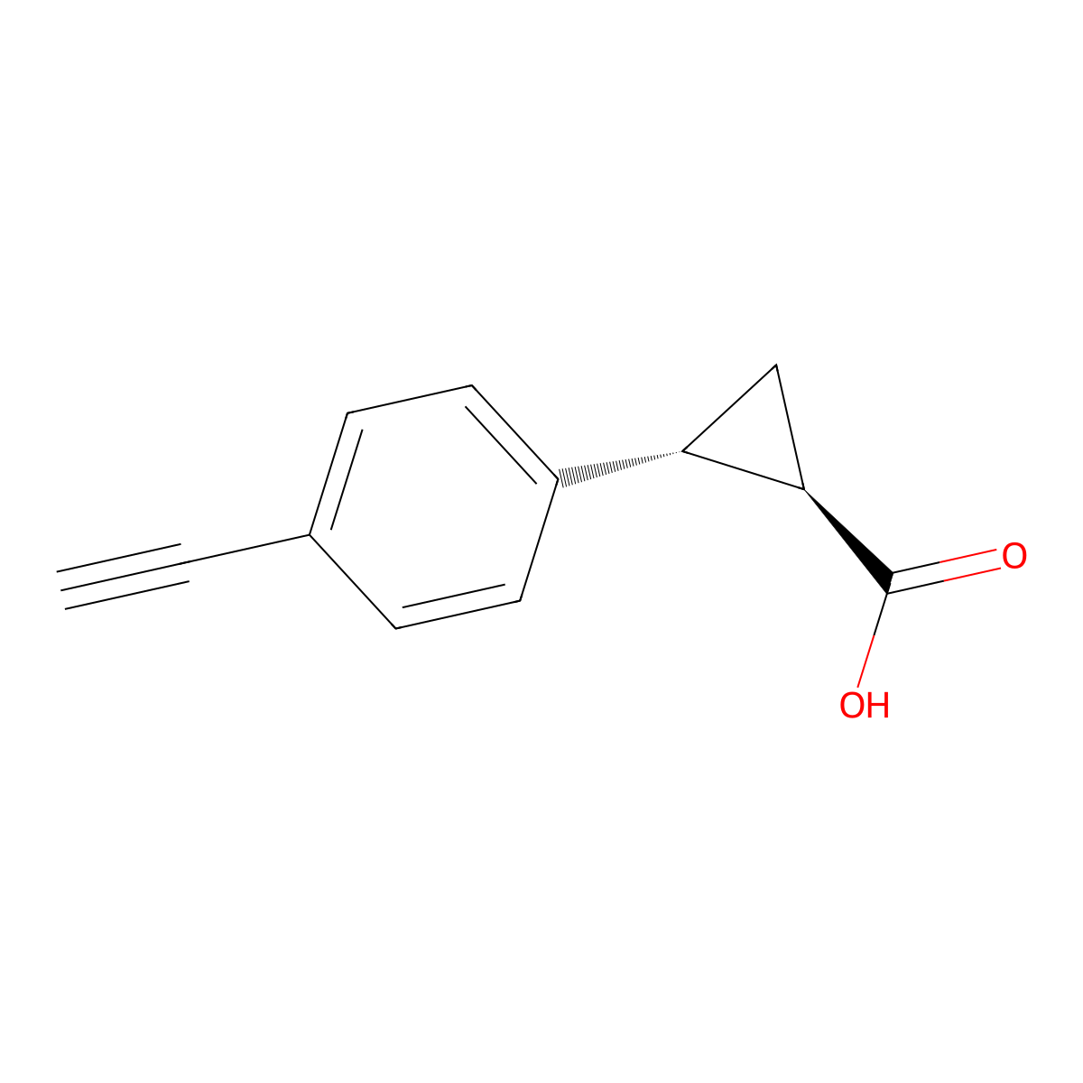 rac-(1R,2R)-2-(4-ethynylphenyl)cyclopropane-1-carboxylic acid molecular structure, CAS 2227868-86-0
