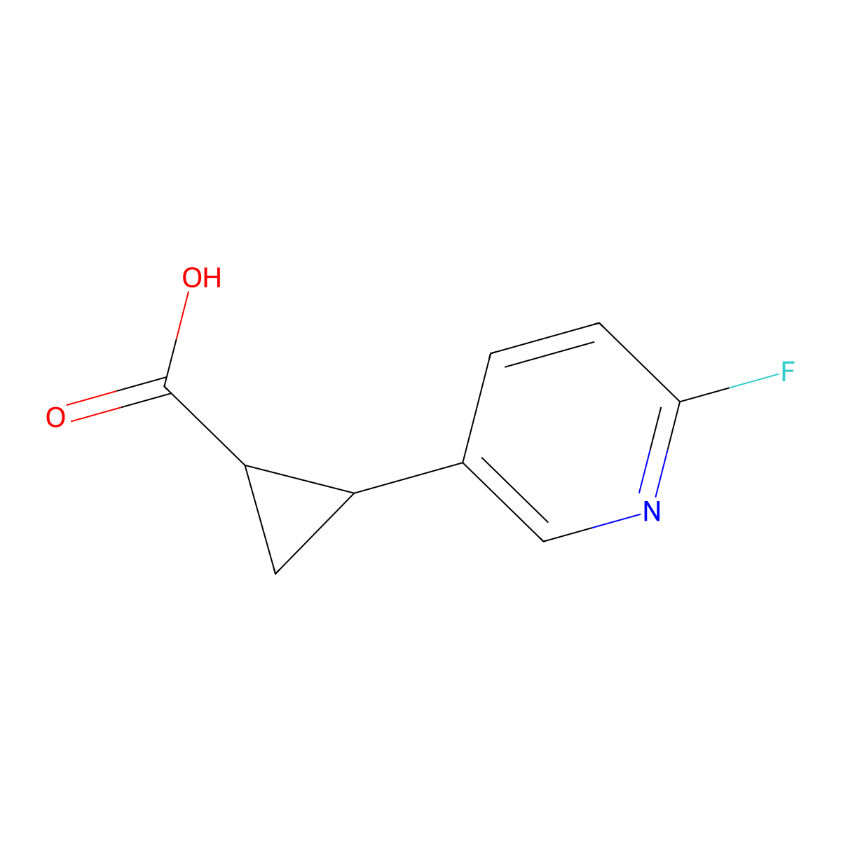 (1R,2R)-2-(6-Fluoropyridin-3-yl)cyclopropane-1-carboxylic acid molecular structure, CAS 2227869-49-8