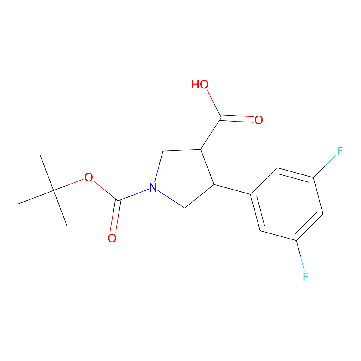 rac-(3R,4S)-1-[(tert-butoxy)carbonyl]-4-(3,5-difluorophenyl)pyrrolidine-3-carboxylic acid molecular structure, CAS 2227870-75-7