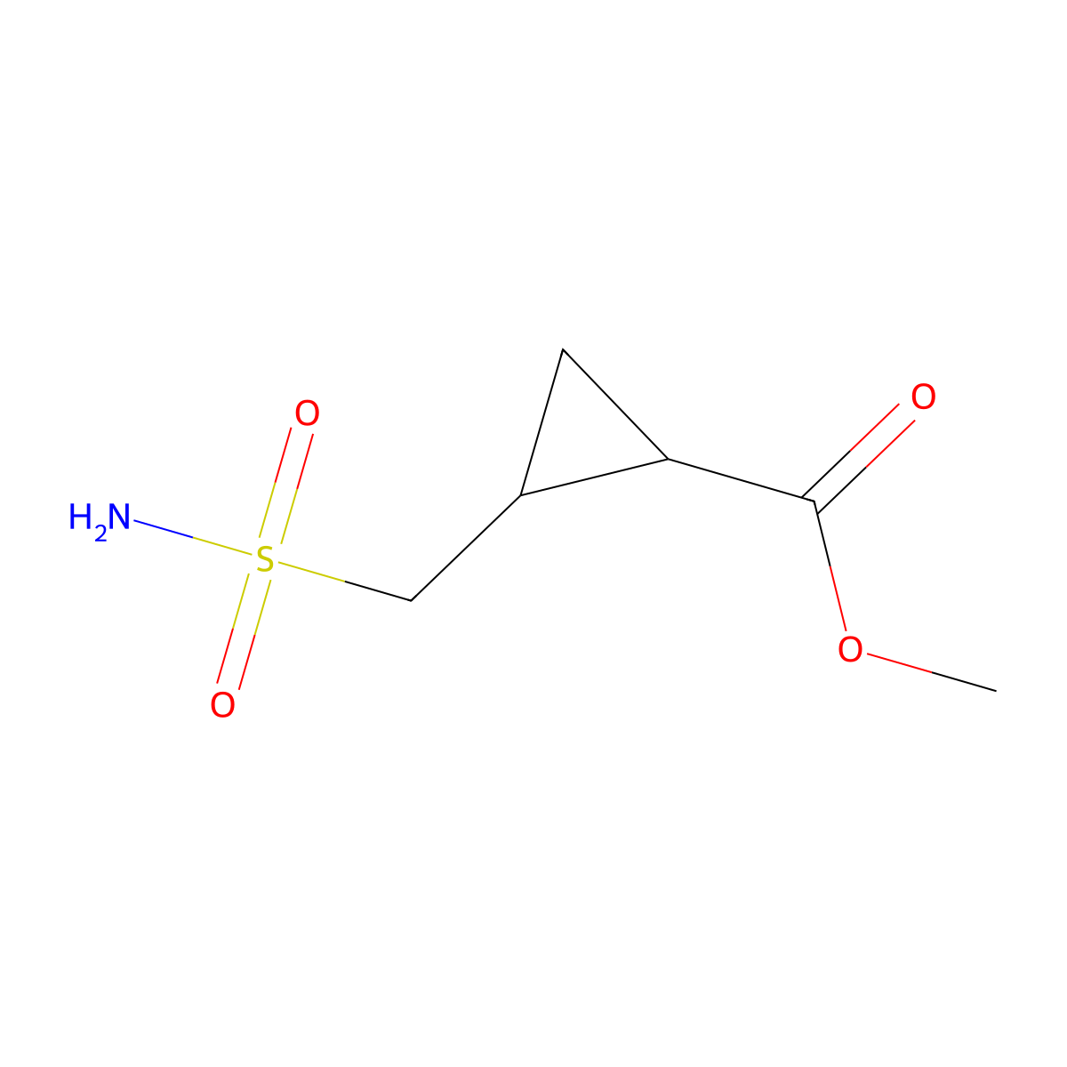 Methyl 2-(sulfamoylmethyl)cyclopropane-1-carboxylate molecular structure, CAS 2227871-55-6