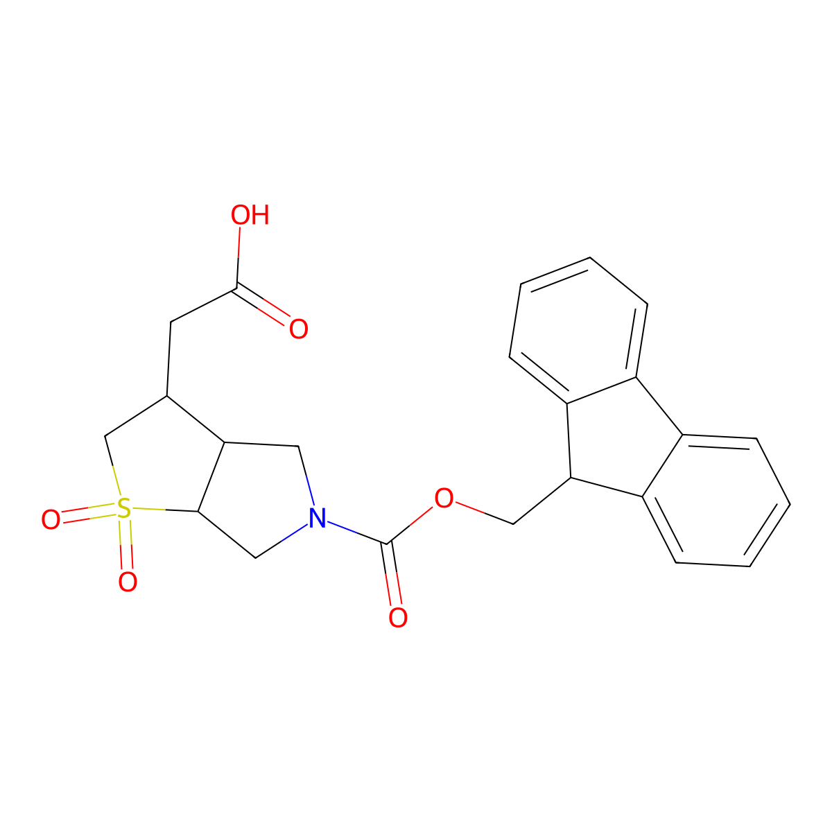 rac-2-[(3R,3aR,6aR)-5-{[(9H-fluoren-9-yl)methoxy]carbonyl}-1,1-dioxo-hexahydro-2H-1lambda6-thieno[2,3-c]pyrrol-3-yl]acetic acid molecular structure, CAS 2227878-74-0