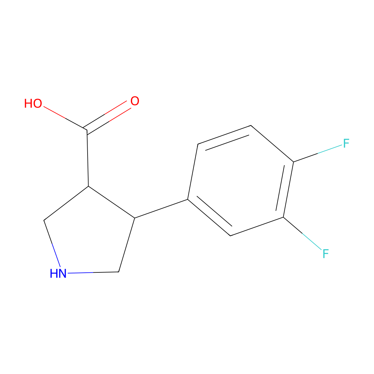 rac-(3R,4S)-4-(3,4-difluorophenyl)pyrrolidine-3-carboxylic acid molecular structure, CAS 2227879-38-9
