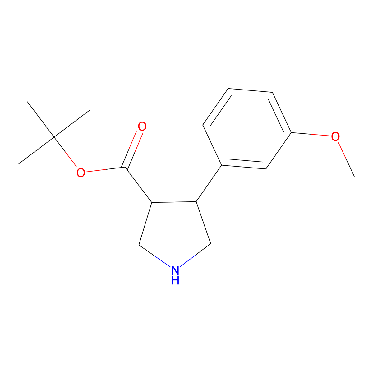 rac-tert-butyl (3R,4S)-4-(3-methoxyphenyl)pyrrolidine-3-carboxylate molecular structure, CAS 2227879-50-5