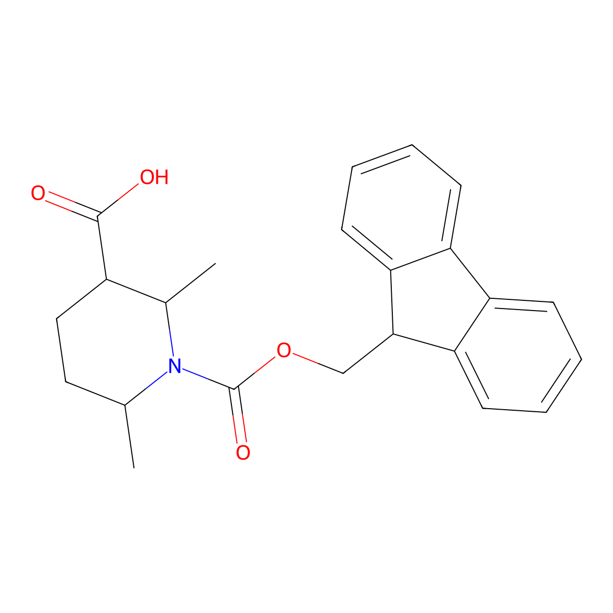 rac-(2R,3R,6S)-1-{[(9H-fluoren-9-yl)methoxy]carbonyl}-2,6-dimethylpiperidine-3-carboxylic acid molecular structure, CAS 2227882-90-6