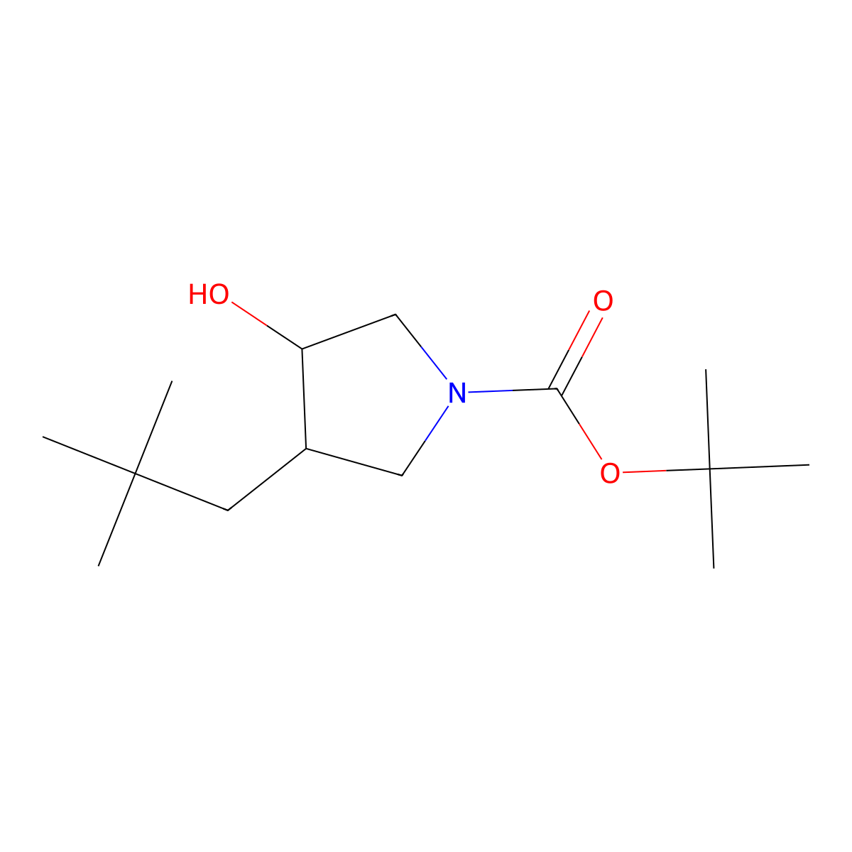 rac-tert-butyl (3R,4S)-3-(2,2-dimethylpropyl)-4-hydroxypyrrolidine-1-carboxylate molecular structure, CAS 2227883-06-7