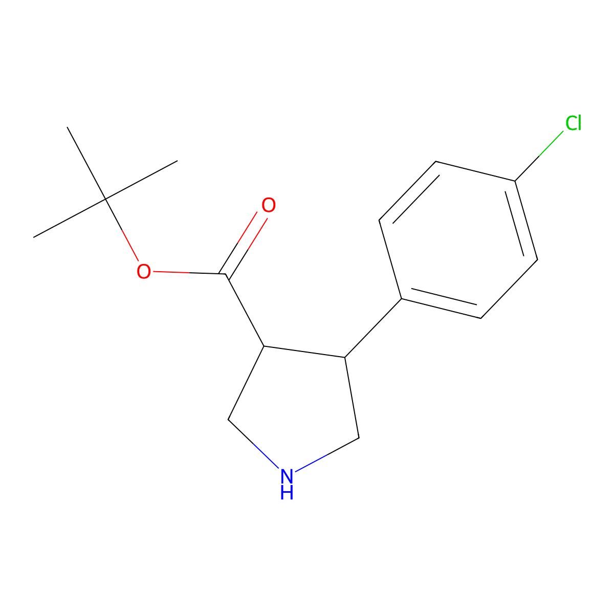rac-tert-butyl (3R,4S)-4-(4-chlorophenyl)pyrrolidine-3-carboxylate molecular structure, CAS 2227884-21-9