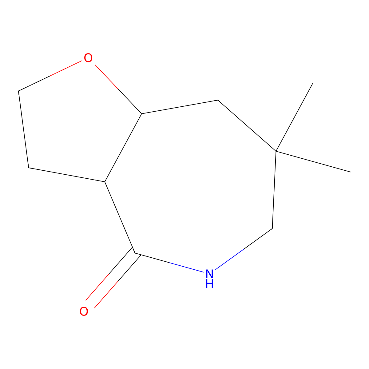 rac-(3aR,8aR)-7,7-dimethyl-octahydro-2H-furo[3,2-c]azepin-4-one molecular structure, CAS 2227884-55-9