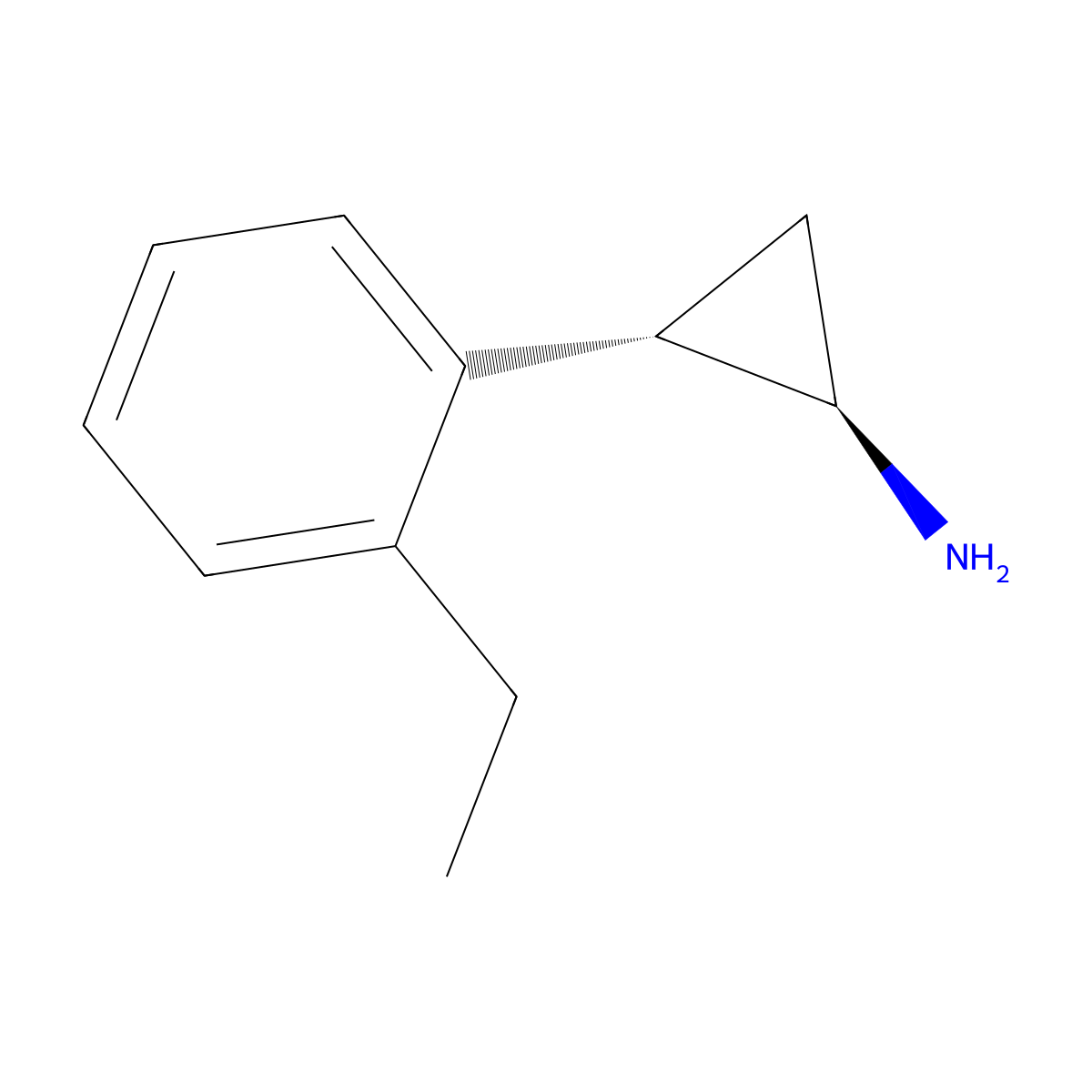 rac-(1R,2S)-2-(2-ethylphenyl)cyclopropan-1-amine molecular structure, CAS 2227885-62-1