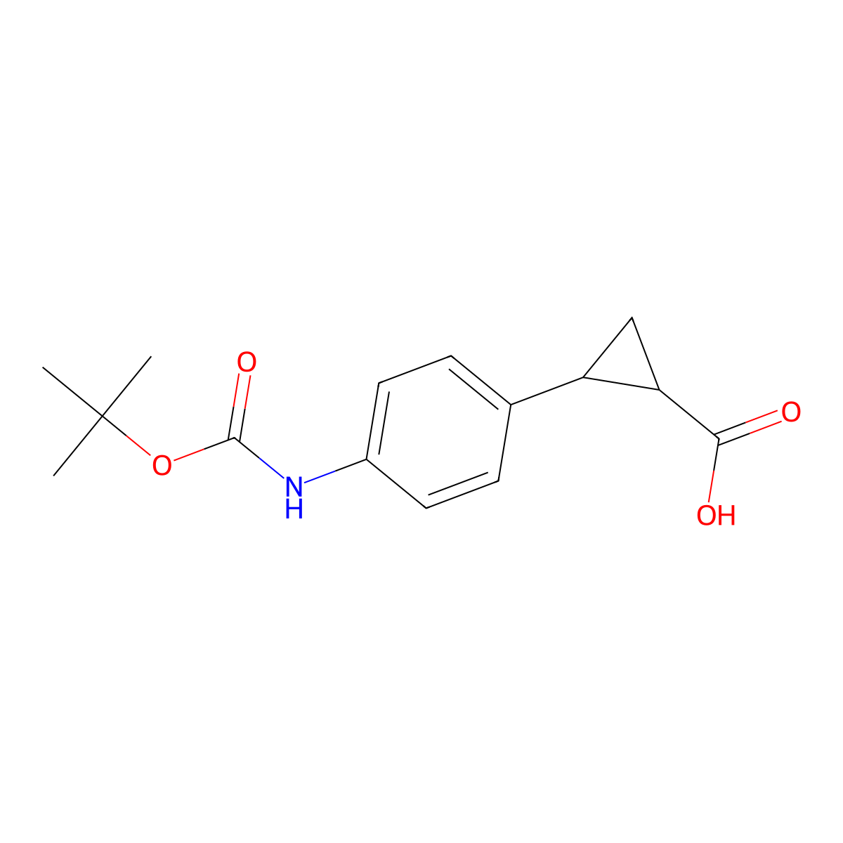 rac-(1R,2R)-2-(4-{[(tert-butoxy)carbonyl]amino}phenyl)cyclopropane-1-carboxylic acid molecular structure, CAS 2227888-50-6