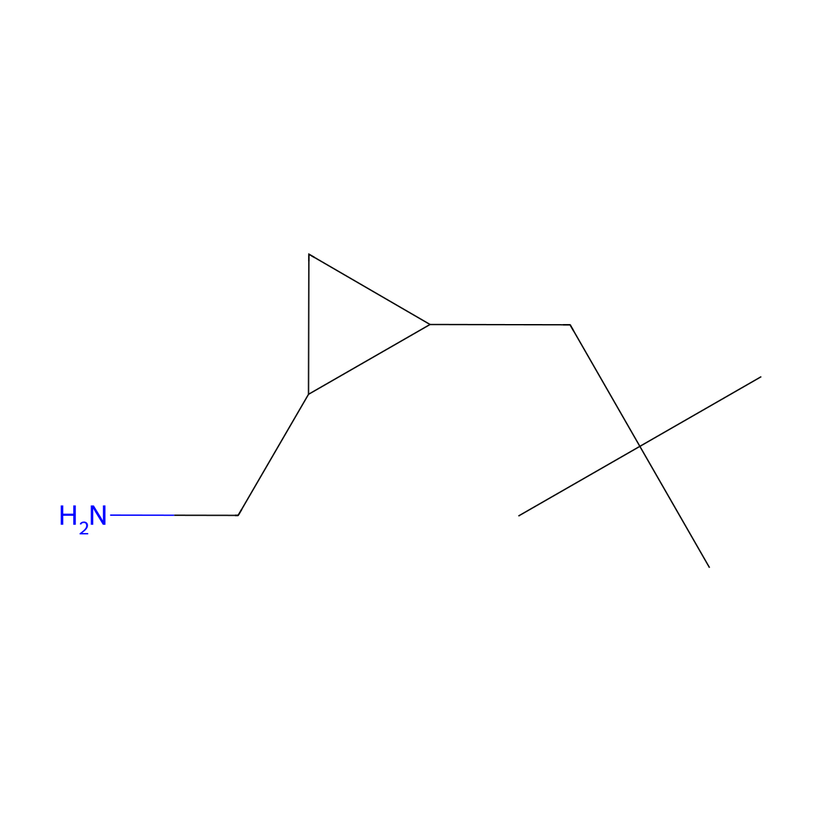 rac-[(1R,2S)-2-(2,2-dimethylpropyl)cyclopropyl]methanamine,trans molecular structure, CAS 2227891-47-4